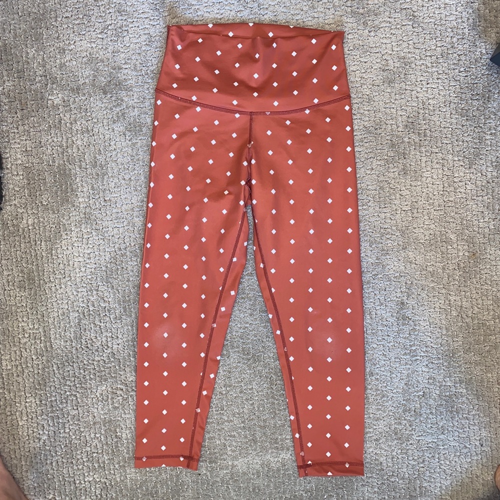 DYI leggings in burnt orange with white diamonds